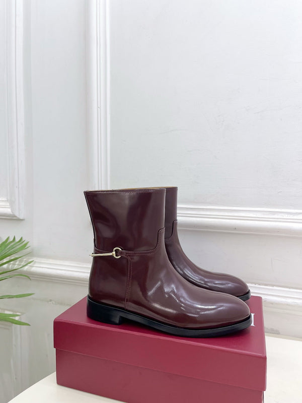 Gucci 25???? horsebit ankle boots burgundy patent calfskin 435385