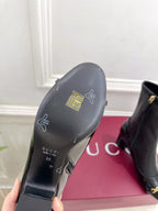 GG horsebit chunky heel ankle boots black calfskin 536057