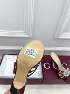GG 26 High-Heeled Mules 85 Dark Red Beige Patent Leather 587085