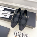 CC 26 SS Ruffled Bow Mary Jane Flats Black Calfskin 586928