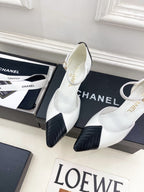 CC 26 SS Double C Slingback 7.5cm Black White Calfskin 586935