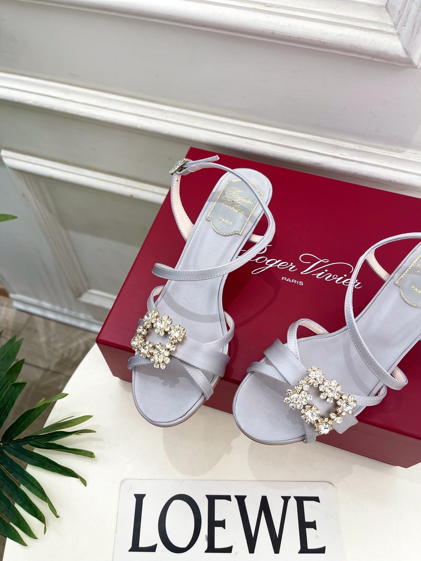 RV Efflorescence Sandals 6.5cm Light Blue Satin 631972