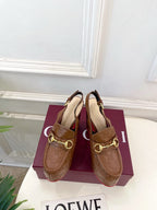 GG Horsebit Platform Loafer Slingback Brown Embossed Leather 640261