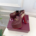 GG Horsebit Platform Loafer Slingback Burgundy Leather 640263