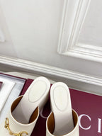 GC Wedge With Horsebit Sandal White Leather 640269
