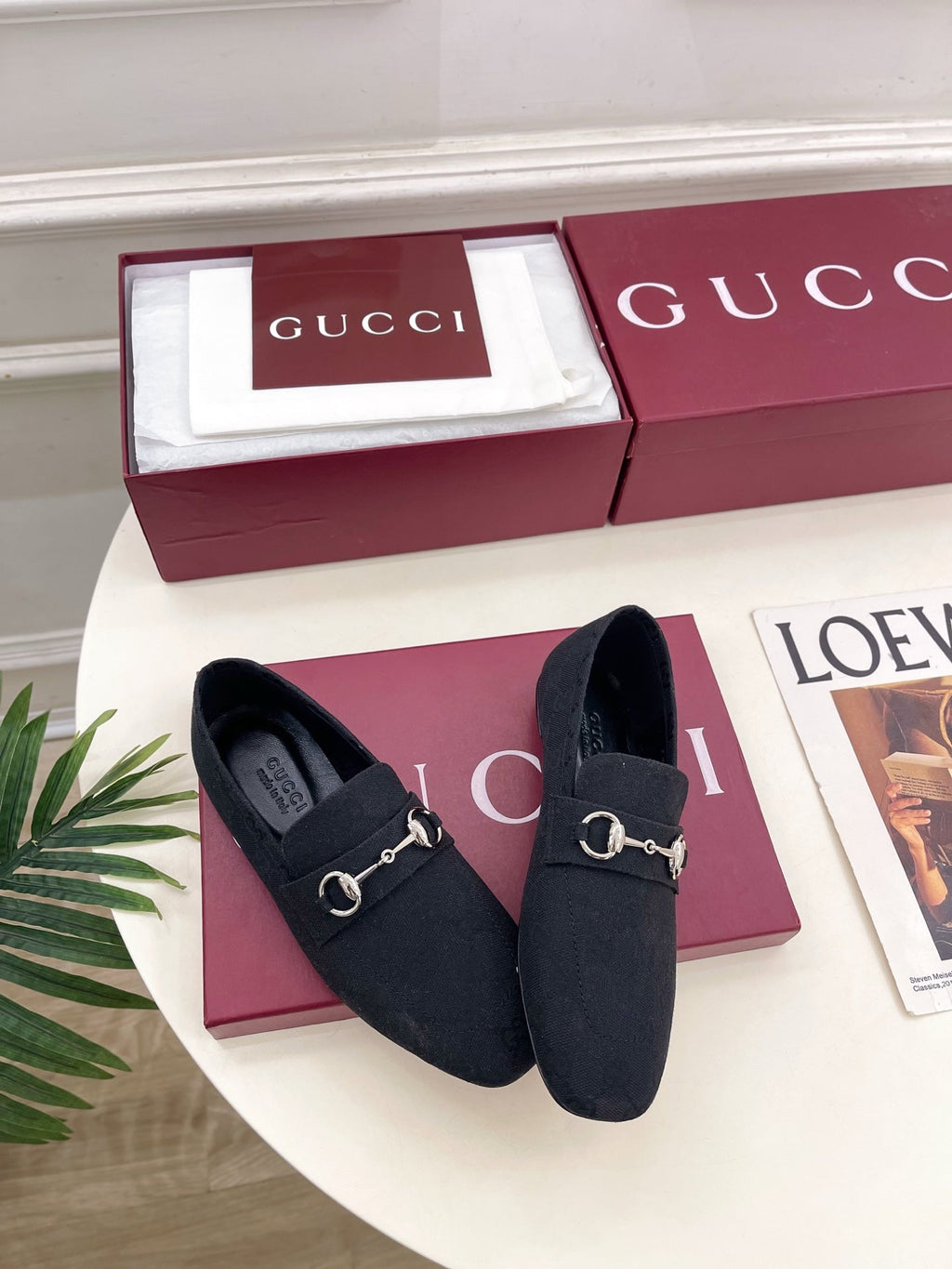 GG 26s Loafer With Horsebit Black Canvas 640285