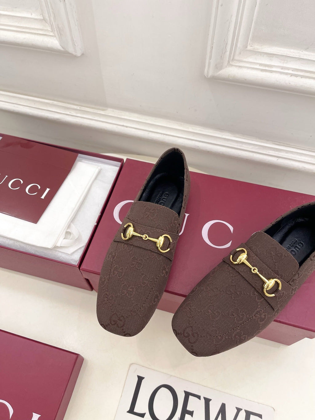GG 26s Loafer With Horsebit Brown Canvas 640286