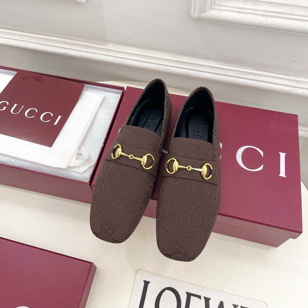 GG 26s Loafer With Horsebit Brown Canvas 640286