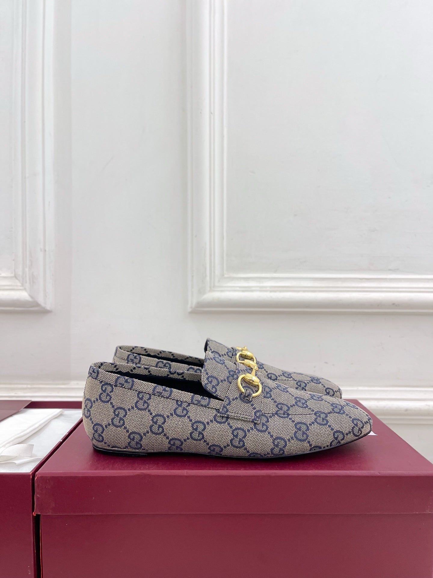 GG 26s Loafer With Horsebit Blue Grey Canvas 640288