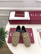 GG 26s Loafer With Horsebit Brown Beige Canvas 640289