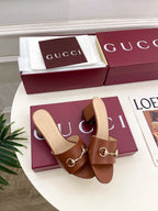 GG 26s Slide Sandal 5.5cm With Horsebit Brown Leather 640293