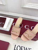 GG 26s Slide Sandal 5.5cm With Horsebit Light Pink Leather 640294
