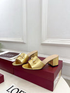 GG 26s Slide Sandal 5.5cm With Horsebit Gold Leather 640295
