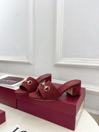GG 26s Slide Sandal 5.5cm With Horsebit Burgundy Canvas 640298