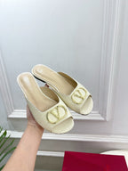 Vlogo Slides Cream Croc-Embossed Leather 746266