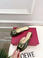 Vlogo Slides Green Croc-Embossed Leather 746269