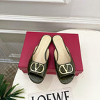 Vlogo Slides Green Croc-Embossed Leather 746269