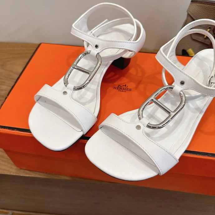 HM 26ss High-heeled Sandals 50 White   Leather 638529