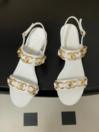 CC 26s Buckle Chain Sandals 55 White Sheepskin 649473