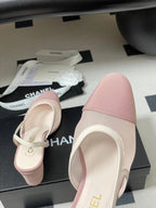 CC 26s Slingback 65 Light Pink Mesh Fabric Sheepskin 649443