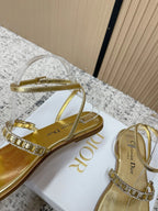 CD 26s Crystal Sandals Gold Champage   Leather 643499