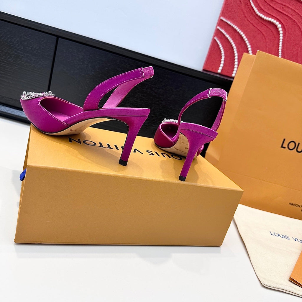 LV 26s Slingback 75 Fuchsia Pink Premium Satin 622451