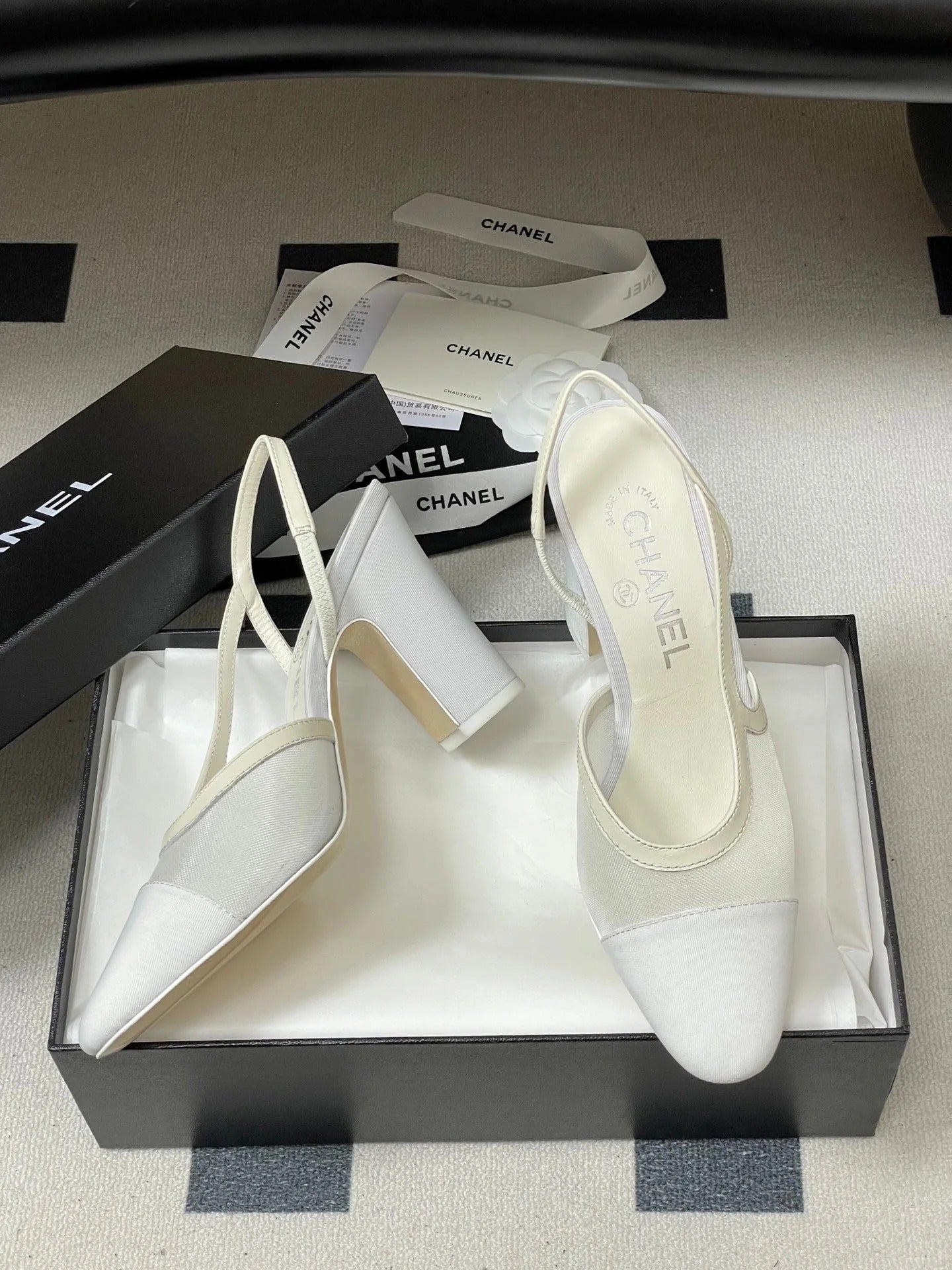 CC 26s Slingback 95 White Mesh Fabric Sheepskin 649441
