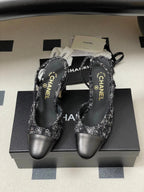 CC 26s Slingback 95 Black Tweed Sheepskin 649418