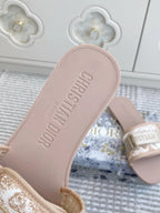 CD 26s Flat Slippers Nude Pink Canvas Rubber 648132