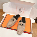 HM 26ss Mule Beige Black Suede Calfskin 638479