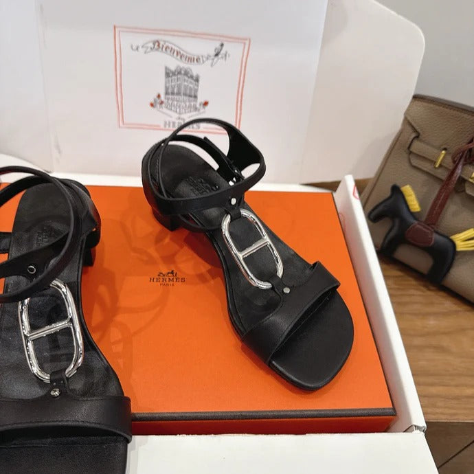 HM 26ss High-heeled Sandals 50 Black   Leather 638530