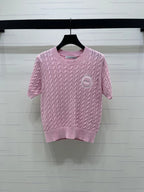 Dior 2026 Crew Neck Cable Knit Short-Sleeve T-Shirt Wool