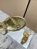 CD 26s High Heel Sandals 80 Gold Champage   Leather 643497