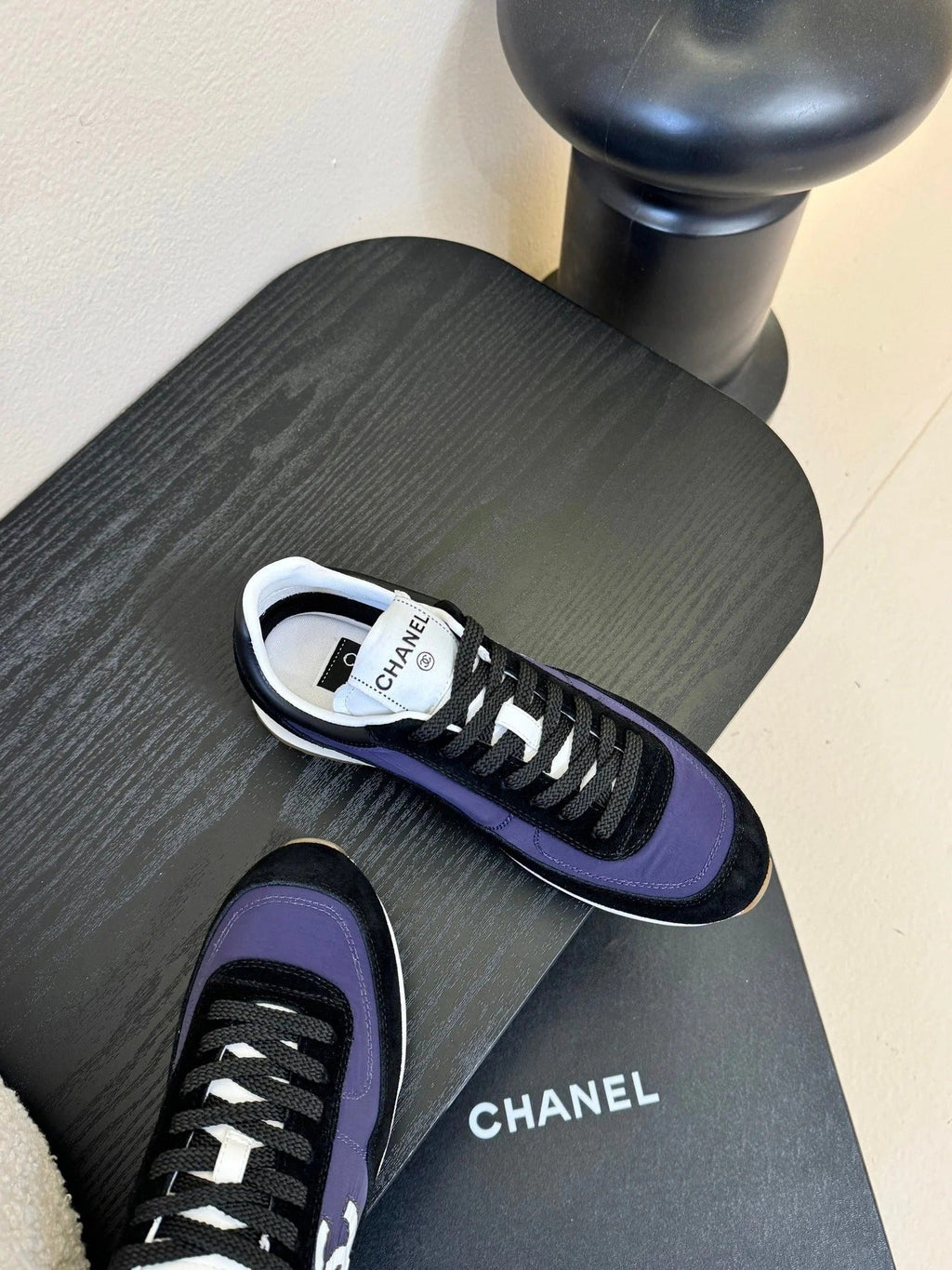 CC 26s Platform Sneakers Black Blue Sheepskin 627226