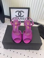 CC 26 Rhinestone Sandal 75mm Purple Lambskin 611733