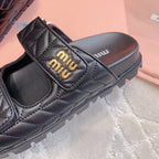 Black Stylized Slippers Sheepskin