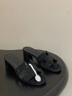 HM 25S ORAN HIGH?HEEL SANDAL 50 MM IN BLACK LAMBSKIN WITH STONE DETAILS
