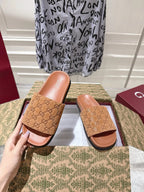 GG SLIDES IN BURNT ORANGE SUEDE WITH EMBOSSED LOGO STYLE 5