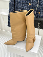 BALMAIN 25S ANTHEM BOOTS IN LIGHT CARAMEL CALFSKIN