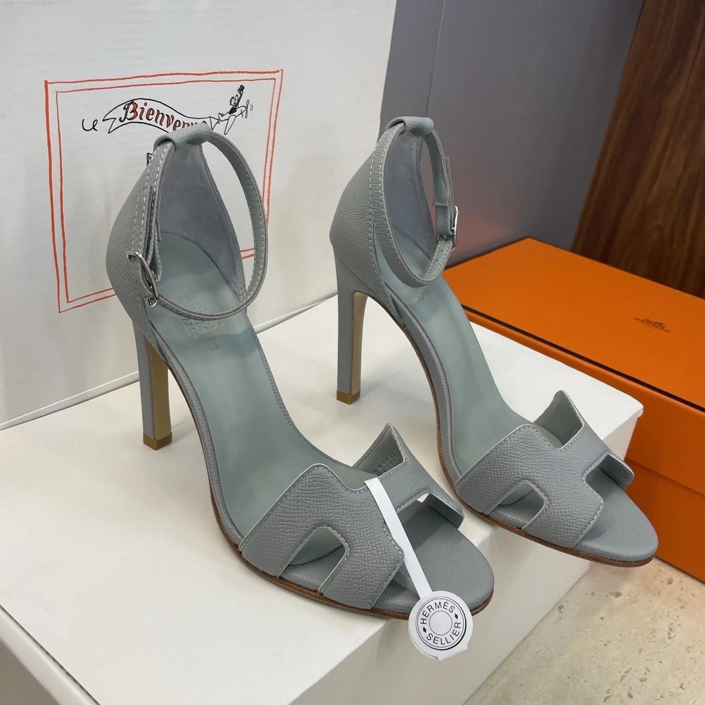 HM 26ss High Heel Sandals 105 Light Gray Cowhide 607126