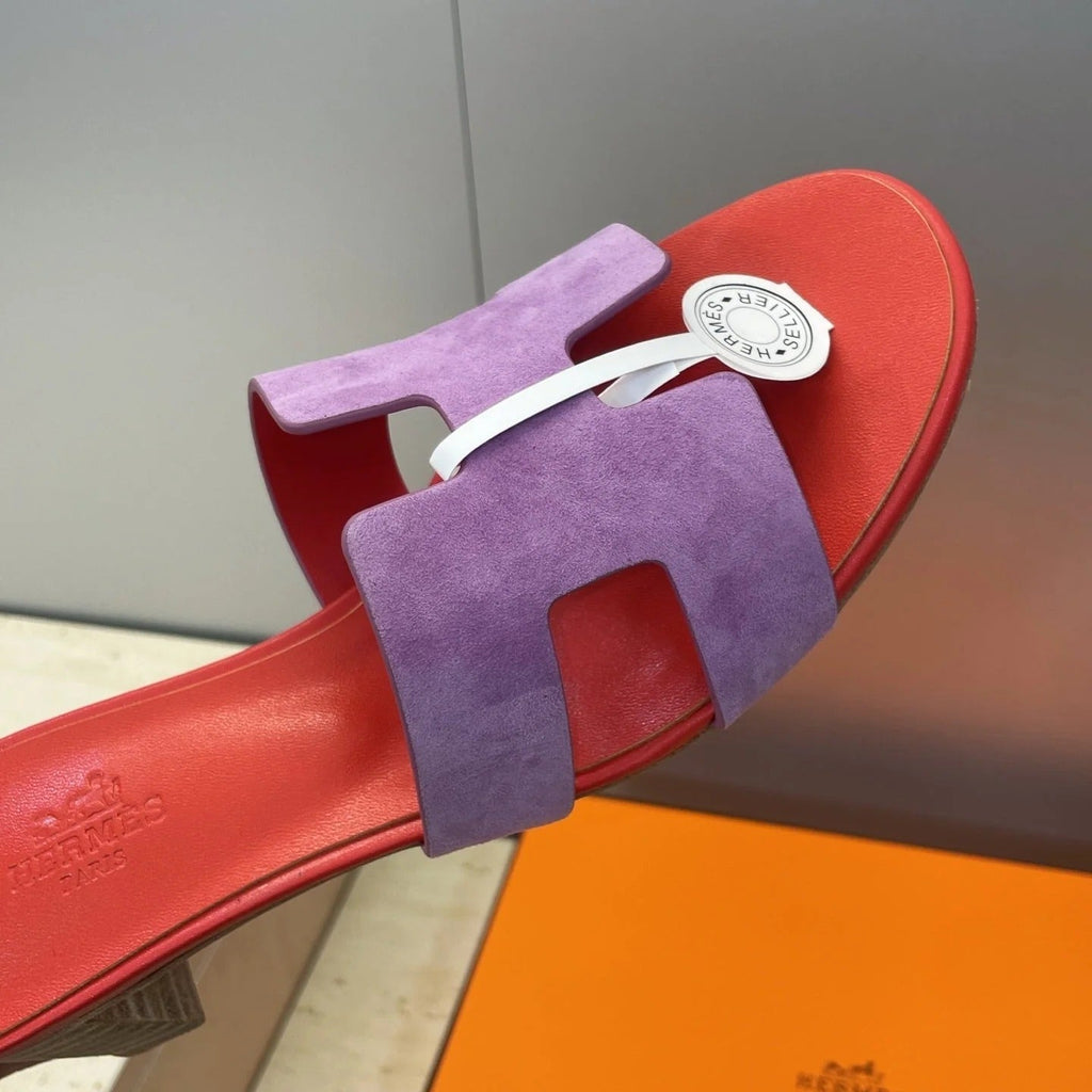 HM 26ss Oran Sandals 45 Red Purple Suede Cowhide 607214