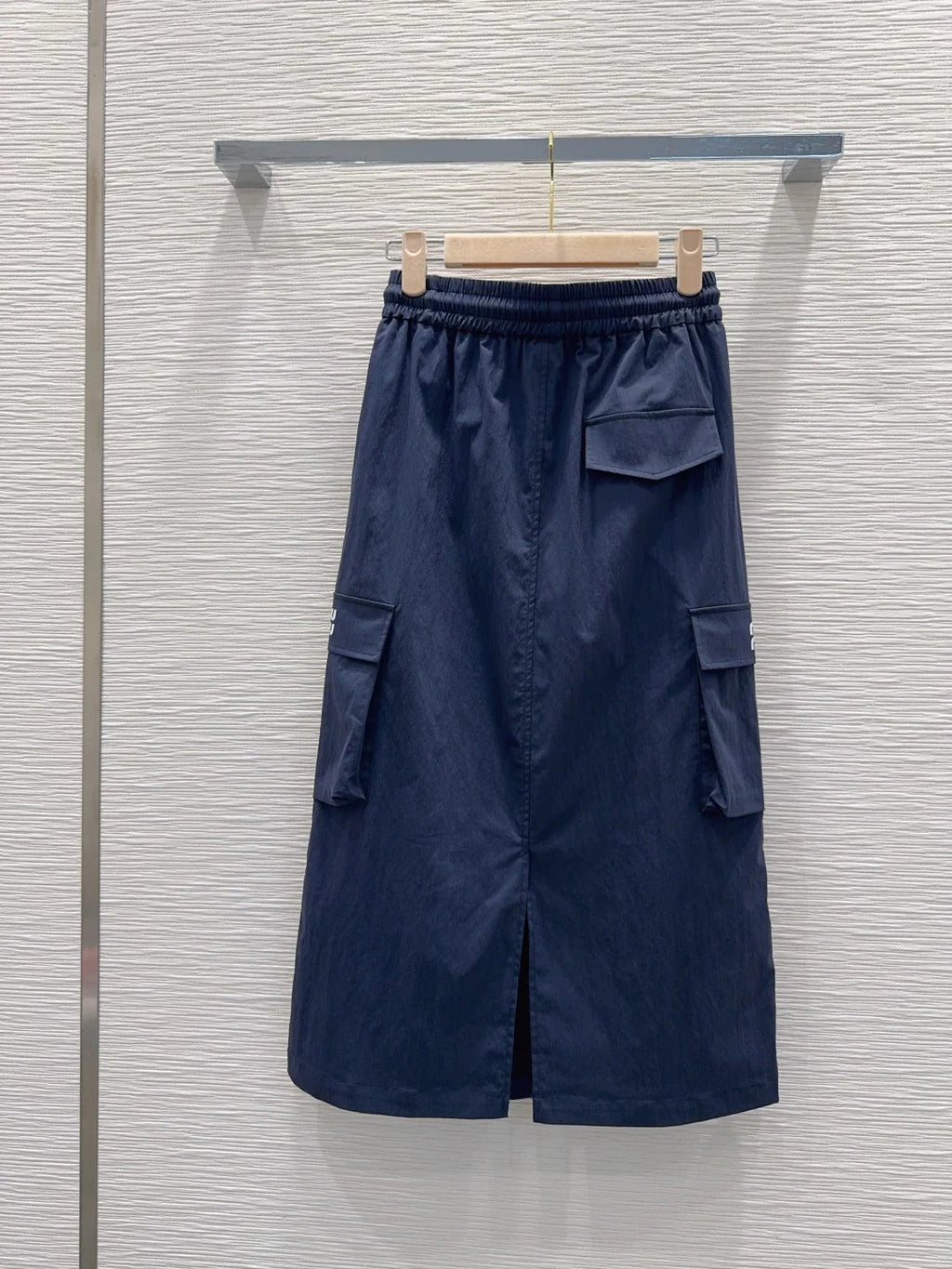 Miu Miu 2026 Long Skirt Khaki and Navy Blue Cotton Nylon
