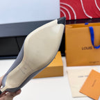 LV 26s Pointed-Toe High Heels 75 Light Lavender Premium Satin 622443