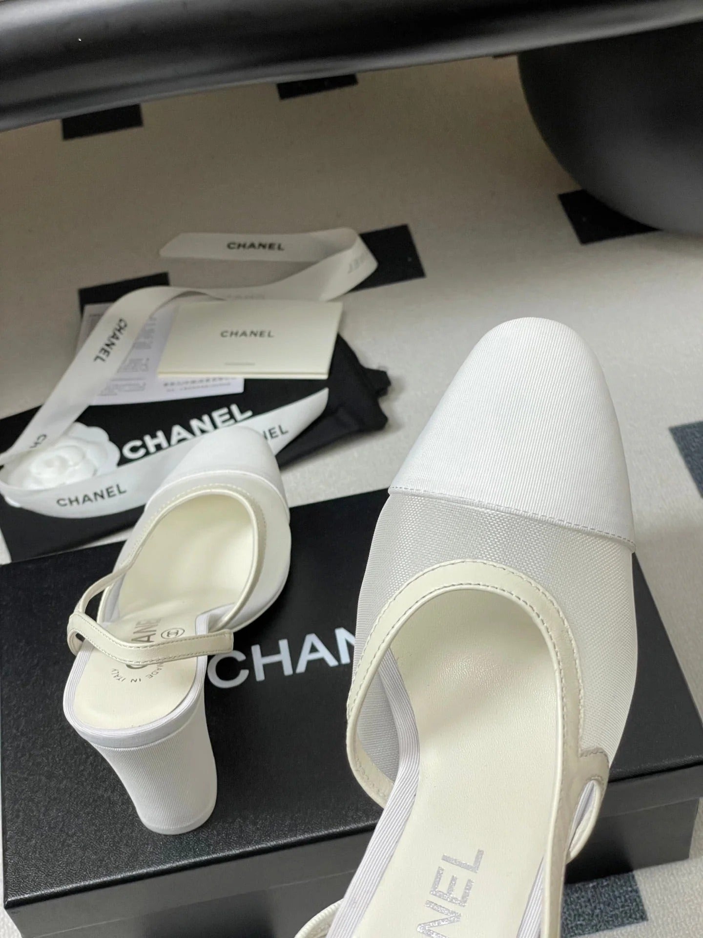 CC 26s Slingback 95 White Mesh Fabric Sheepskin 649441