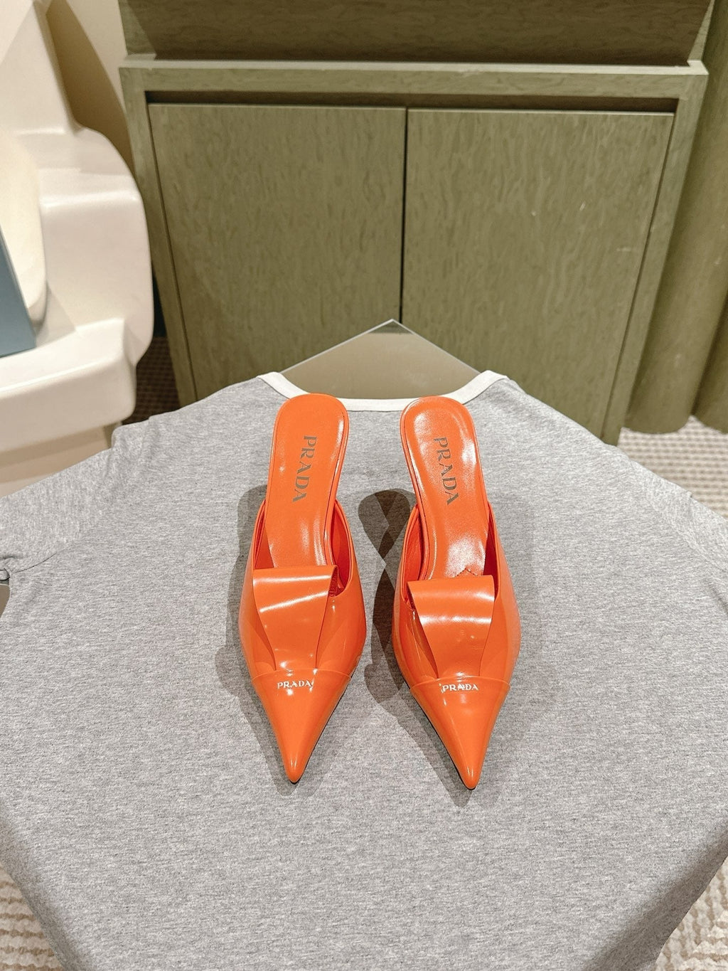 PRA 2026S High Heel Mule 80 Orange Sheepskin 657669