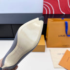LV 26s Pointed-Toe High Heels 95 Light Lavender Premium Satin 622444