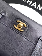 Chanel 2026 Bag 22cm Blue Grained Shiny Calfskin