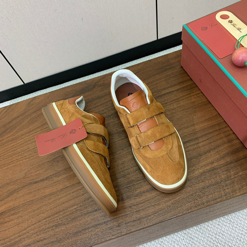 LP 26SS Velcro-strap Men Sneaker Camel Suede Leather 606507