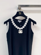 Chanel 2026 Flower Shirt White and Black Polyester Viscose