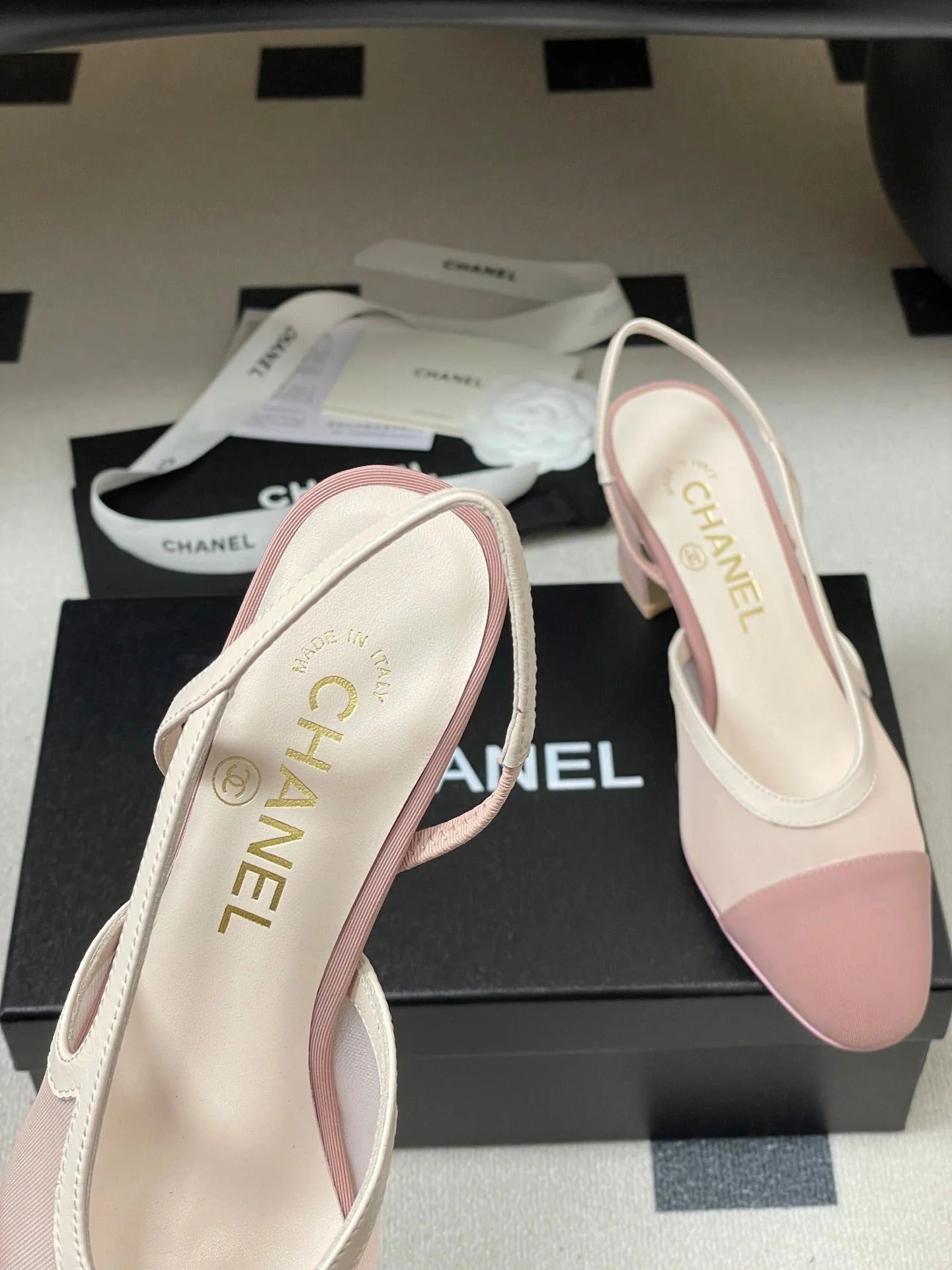 CC 26s Slingback 65 Light Pink Mesh Fabric Sheepskin 649443